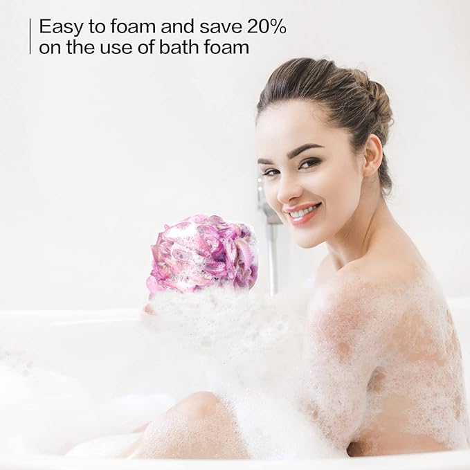 Fishent Bath Sponge Shower Loofahs 60g, 3 Pack Soft Net Body Scrubber, Durable - Image 2