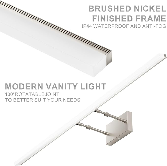 Aipsun 48inch Brushed Nickel Bathroom Llight Fixtures LED Vanity Light - Image 5