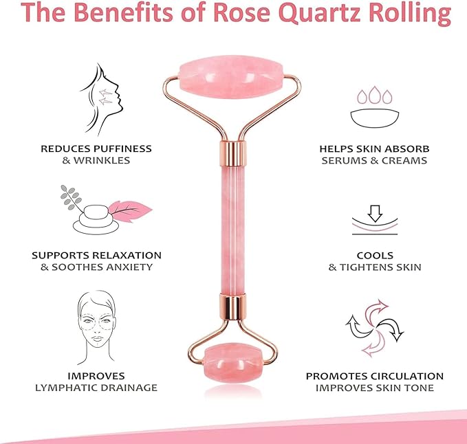 Rose Quartz Gua Sha & Jade Roller Set - Image 4