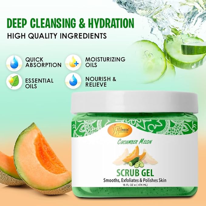 SPA REDI – Exfoliating Scrub Pumice Gel, Cucumber Melon, 16 oz - Image 5