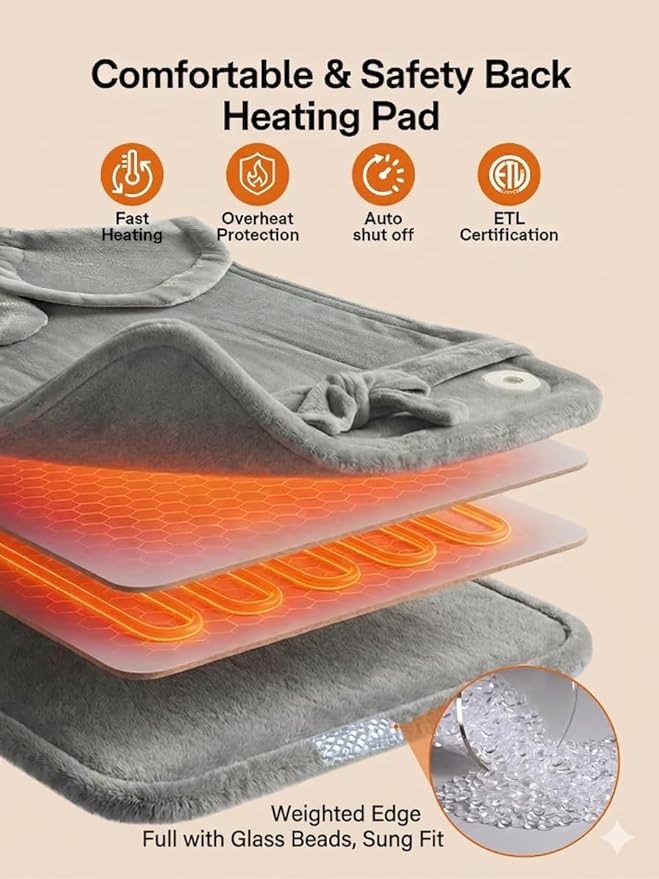 ALLJOY Heating Pad for Back Pain Relief, Mothers Day Gifts for Mom, Neck - Image 5