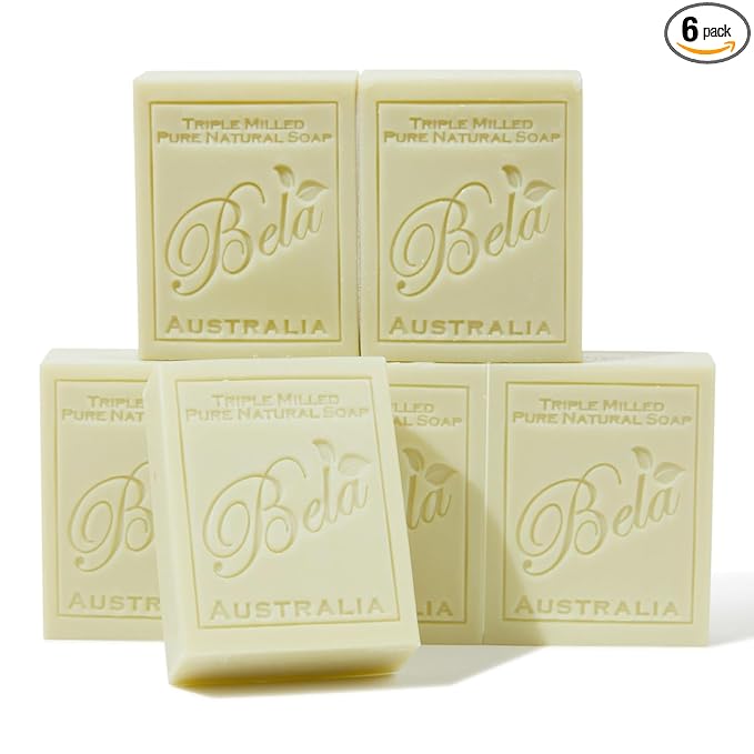 BELA French Pear Soap 3.3 OZ Pack of 6, Long Lasting French Triple Milled Bar by BELAPURENATURALSOAPSANDODORELIMINATINGHOMEFRAGRANCES