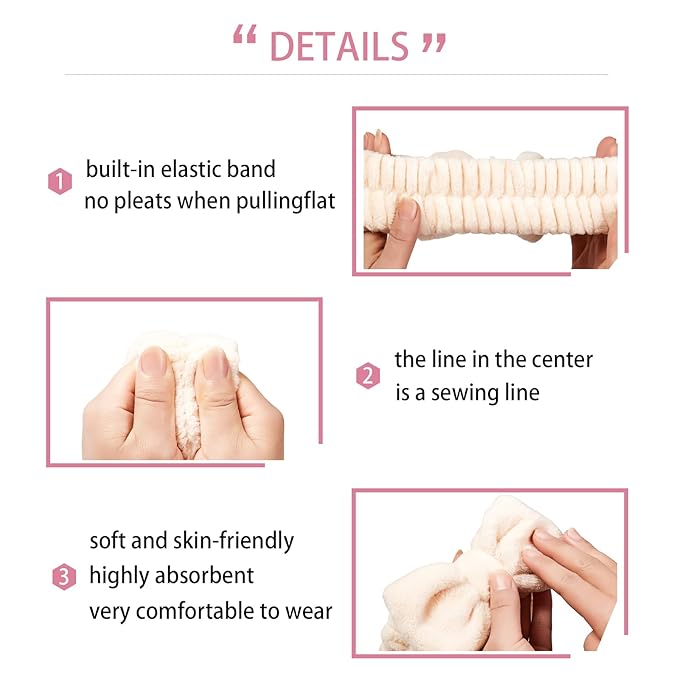 7 Pcs Spa Set, Facial Headband and Wristband Set, Skincare Accessories - Image 8