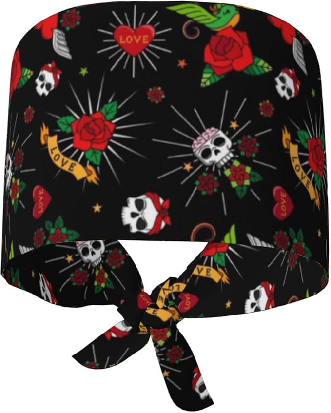 Adjustable Scrub Cap with Buttons & Sweatband, Working Hat with Elastic Tie Back - Image 9