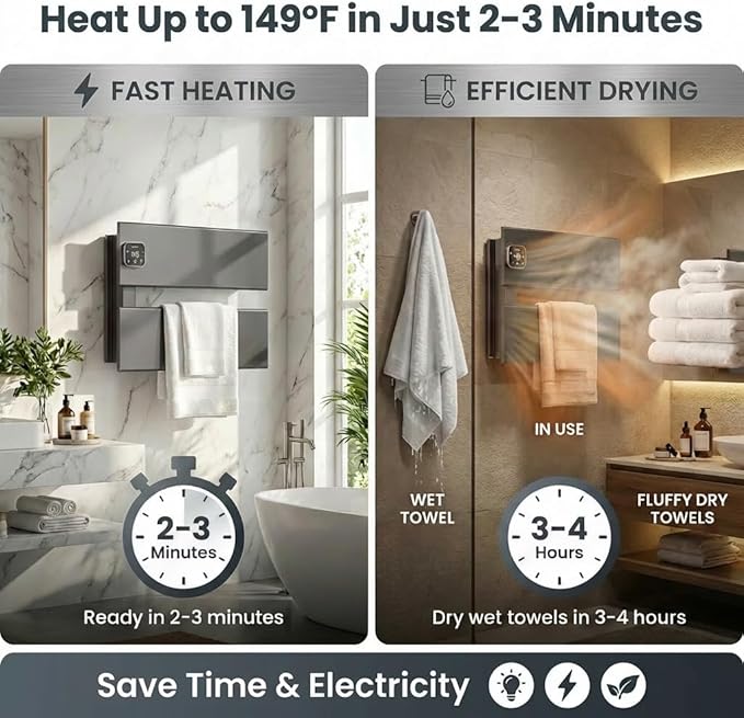 Electric Towel Warmer, Heated Towel Rack - Image 2