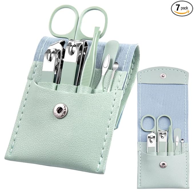 Manicure Set - 7 Pieces Professional Travel Nail Clippers by AFLICT