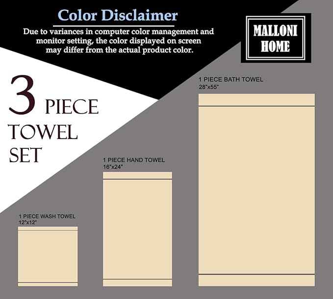 Ultra Soft 3 Pack Cotton Towel Set, Contains a Bath Towels 28x55 inch, a Hand - Image 7
