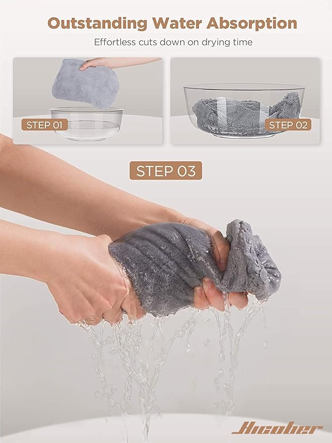 Hicober Microfiber Hair Towel, 3 Packs Hair Turbans - Image 6