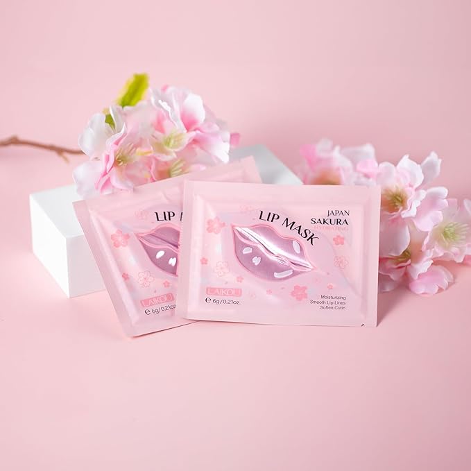 AKARY Sakura 5 Pieces Hydrating Lip Mask, Lip Sleep Mask Collagen Crystal Lip - Image 2