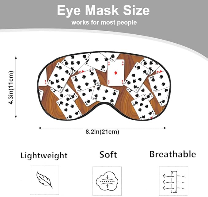 Playing Cards Silk Eye Mask Sleep Mask Funny Poker Wooden Table Rectangle Eye - Image 2