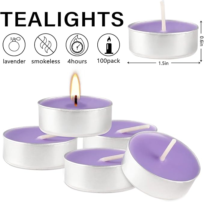 Purple Lavender Scented Tealight Candles - Image 3