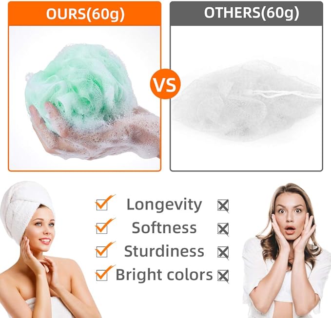 Loofah Bath Sponge Luffa Loofa Body Scrubber Soft Mesh Pouf Wash Puff Shower - Image 3