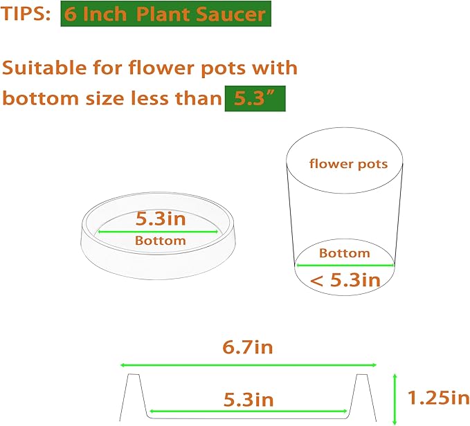 4 Pack Plant Saucer Tray for Ceramic Plastic Pots, 6 inch Plant Saucers for - Image 2