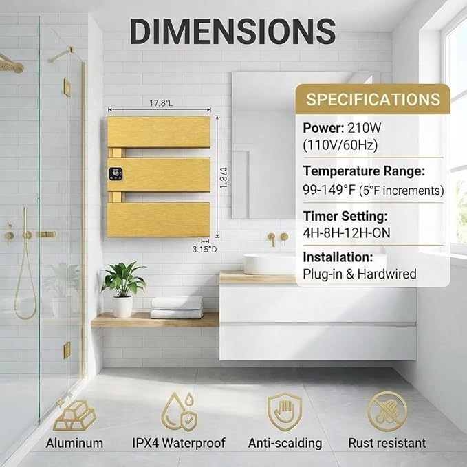 Electric Towel Warmer, Heated Towel Rack - Image 5