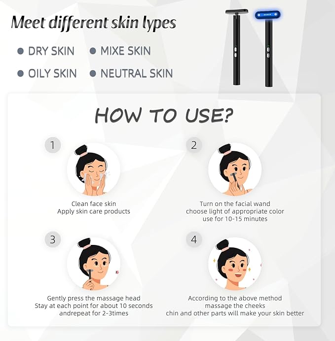 Fxtiaa Led-Light-Therapy, 7 Color Face Skincare Wand - Image 4