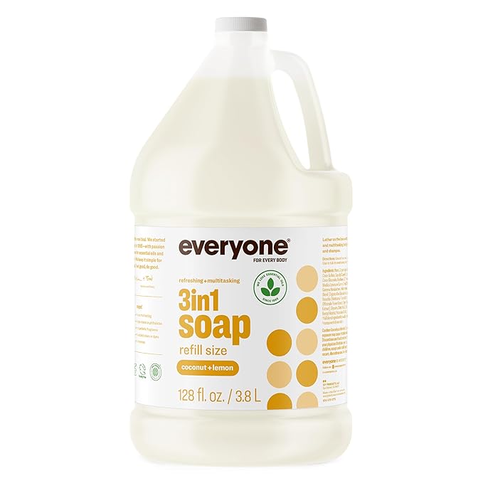 Everyone 3-in-1 Soap, Body Wash, Bubble Bath, 1 Gallon, Coconut and Lemon by Everyone