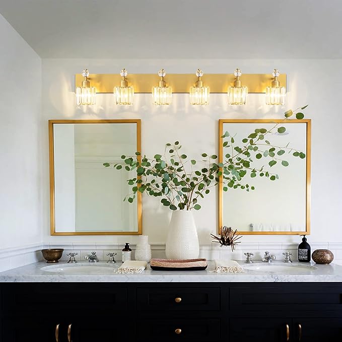 PRESDE Crystal 6 Light Bathroom Vanity Lights Gold Vanity Light - Image 4
