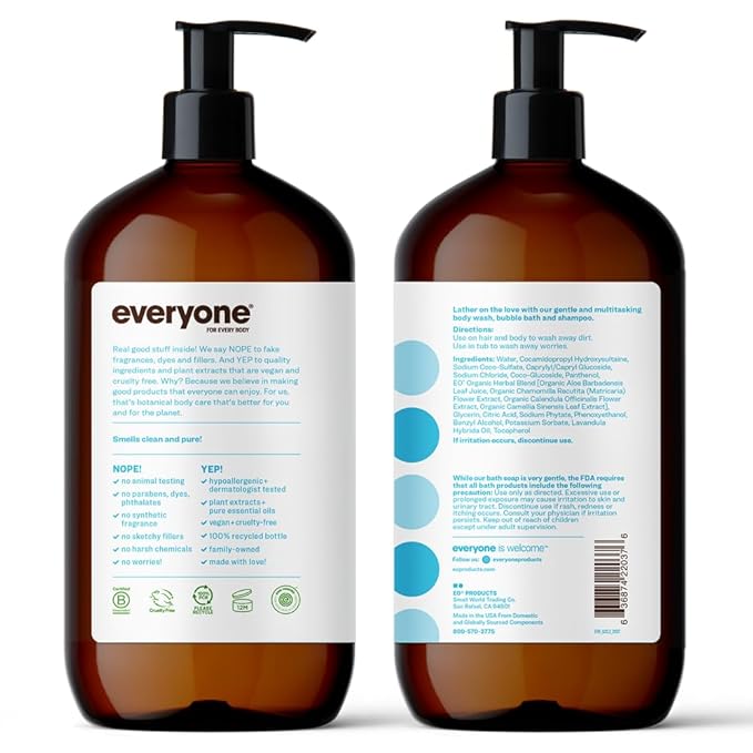 Everyone 3-in-1 Soap, Body Wash, Bubble Bath, 32 Ounce, made - Image 2