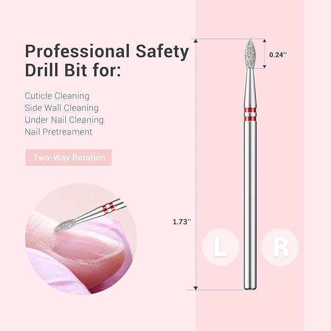 MelodySusie 2.1mm Nib Shape Cuticle Clean Nail Drill Bit 3/32'', Professional - Image 5