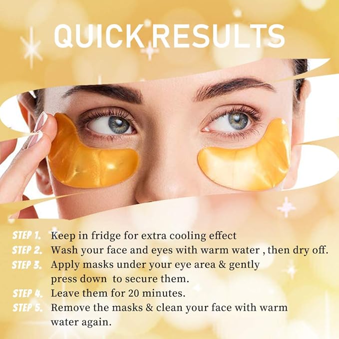 Vandarllin 24K Gold Powder Gel Collagen Eye Masks Sheet Patch, Remove Bags - Image 3