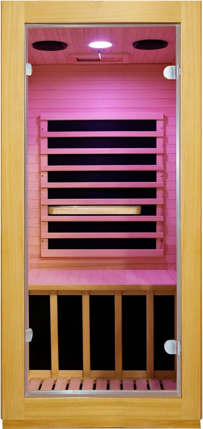 OUTEXER Infrared Sauna Room Indoor Saunas Home Obeche Wood 900W Low-EMF Dry by OUTEXER