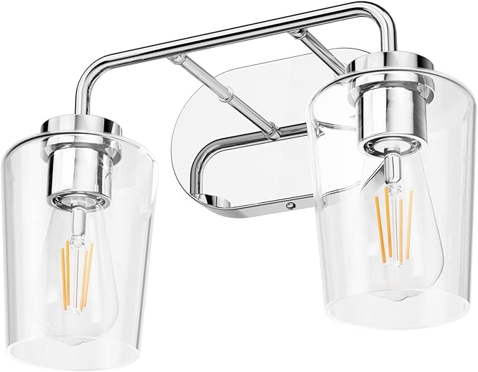 Tipace Chrome Vintage Bathroom Vanity Light, 2 Lights Modern Stainless Steel - Image 7