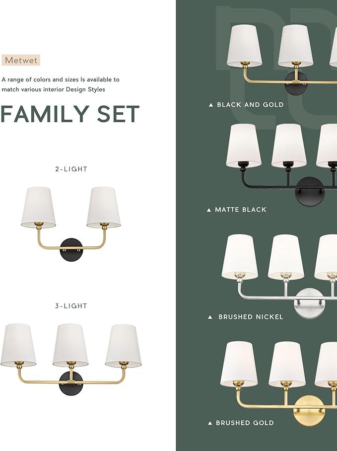 Bathroom Light Fixtures, 3-Light Wall Sconce, Modern Sconces Wall Lighting - Image 7