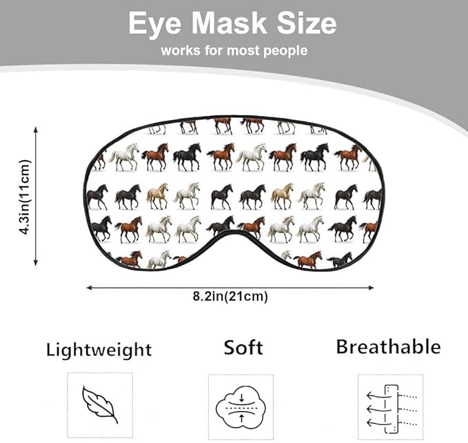 Silk Brown White Horse Eye Mask Animal Design, Adjustable Strap - Image 2