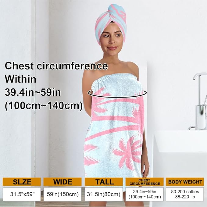 Palm Tree Towel Wrap for Women - Image 3