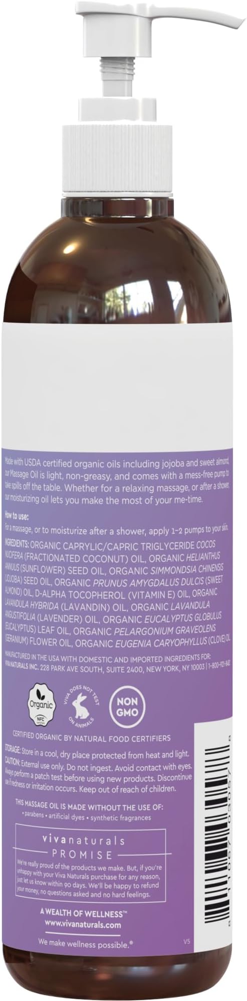 Viva Naturals Organic Massage Oil, Lavender Scented, 8 fl oz – Non-Greasy - Image 9