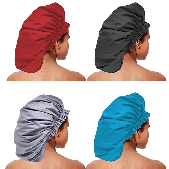 ELEBOX 4 Pack Premium Collection Super Jumbo Shower Cap Extra Large Shower Caps - Image 2