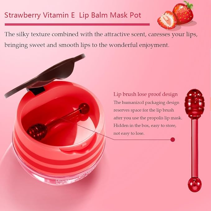 4PCS Bee Lip Balm Honey Pot, Fruit Moisturizing Propolis Lip Mask, Lip Mask - Image 2