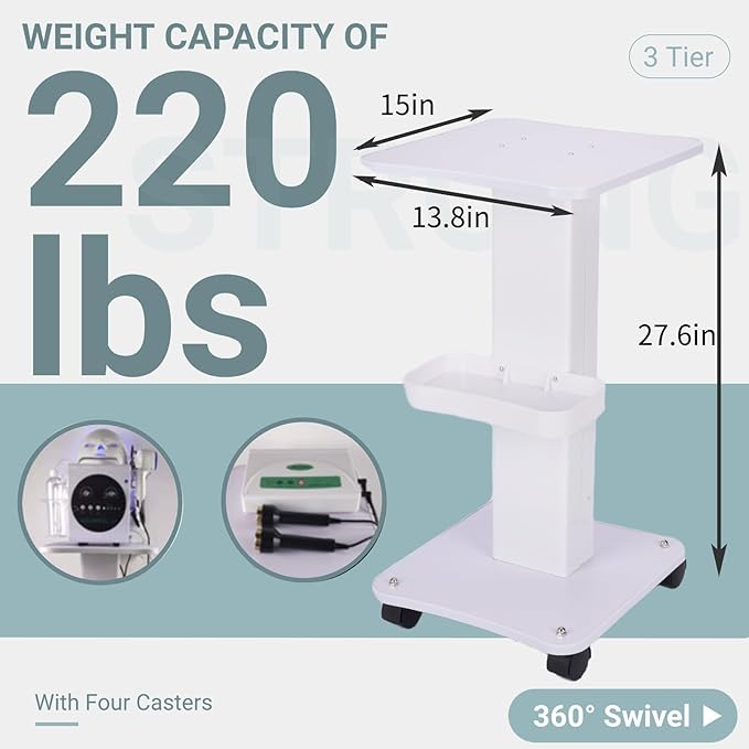 uyoyous 3 Tier Esthetician Rolling Cart - Image 2