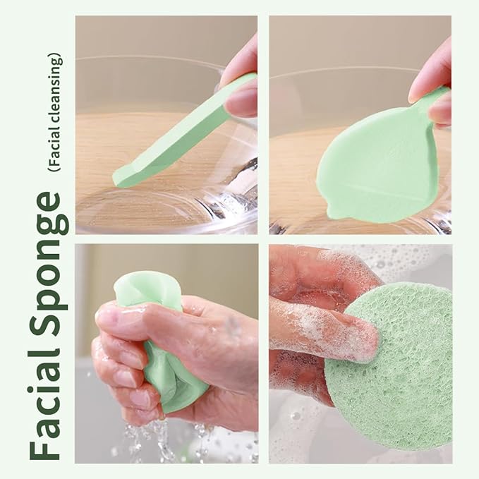 LeMeeOly Gua Sha Facial Tools Stainless Steel & Compressed Facial Sponges - Image 2