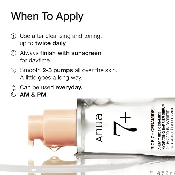 Anua Rice Ceramide 7 Hydrating Barrier Serum, Moisturizing Face Serum, - Image 6