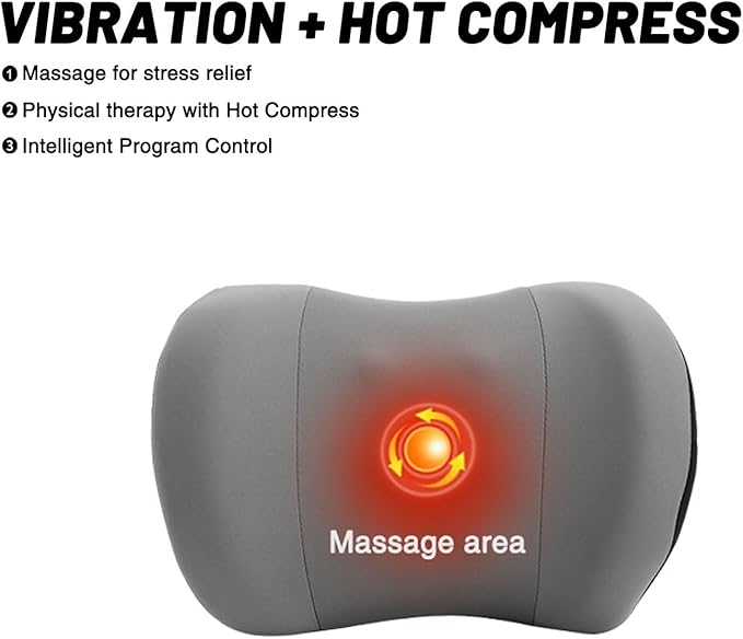 car headrest Pillow, Heat up Vibration Massage Neck Pillow, Memory Cotton Pillow - Image 3