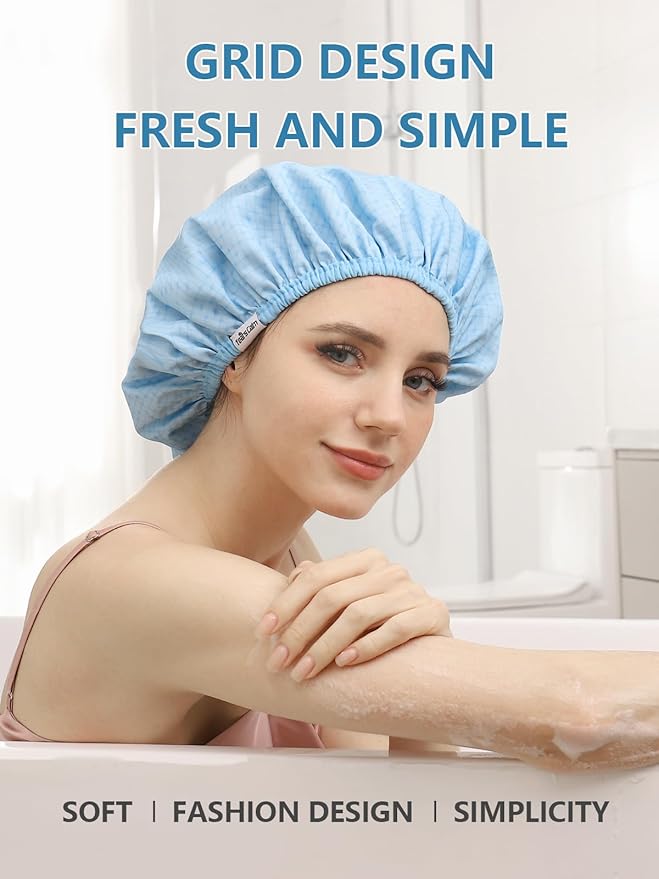 Years calm Shower Caps for Women Reusable Waterproof, Double Layer Waterproof - Image 7