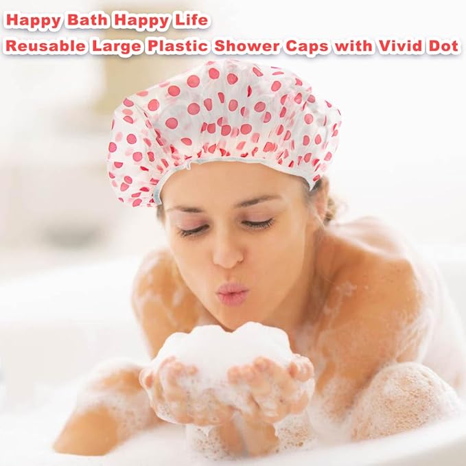 18Pcs Plastic Shower Caps for Women Reusable Waterproof Bath Caps Bathing Hair - Image 7