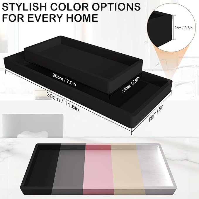 Bathroom Vanity Tray, 7.8 x 3.9 Inch Silicone Bathroom Tray Countertop - Image 3