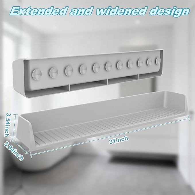 Bathtub Splash Guard for Kids, 2.6 FT Silicone Bathtub Play Shelf - Image 4