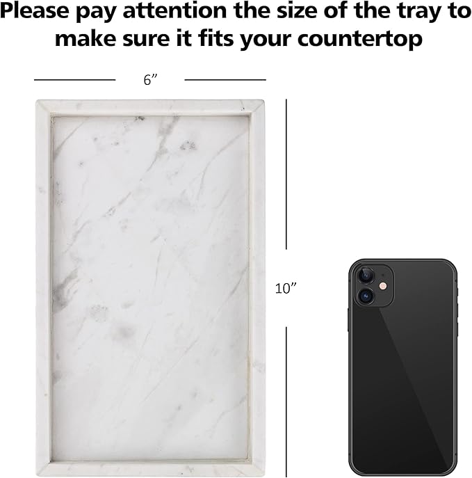 WORHE Italy Marble Vanity Tray for Jewelry, Towel Natural Modern Decorative - Image 3
