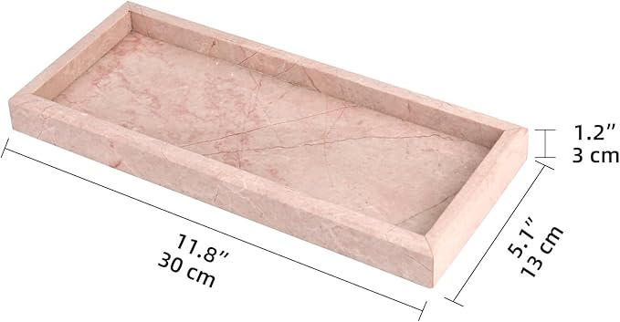 Marble Bathroom Vanity Tray, Natural Luxury Vanity Home Kitchen Bathroom Table - Image 2