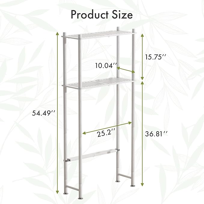 AmazerBath Bamboo Over The Toilet Storage Shelf, 2-Tier Over Toilet Bathroom - Image 2