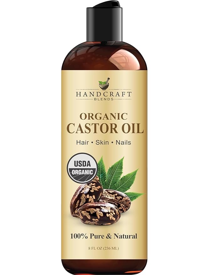 Handcraft Blends Organic Castor Oil 8 Fl Oz | 100% Pure and Natural | Premium by HandcraftBlends