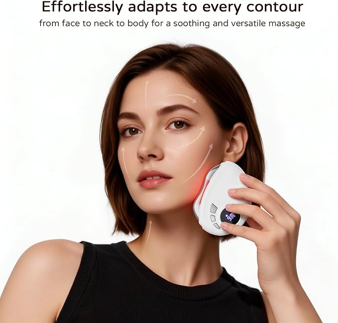 Professional LED Red Light Gua Sha Massager, 9-Level Adjustable Face and Neck - Image 4