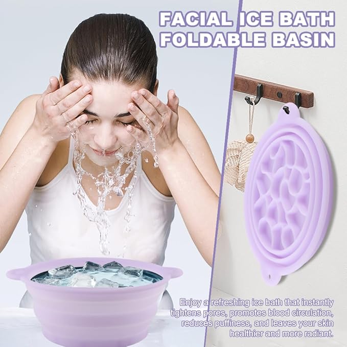 Face Bowl for Ice with Built-In Ice Tray, Collapsible Silicone Facial Ices Bath - Image 4