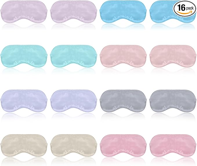 16 Pieces Silk Sleep Mask Silk Eye Mask by Unknown