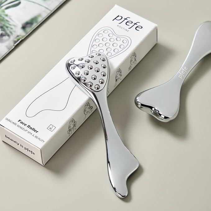 pfefe Stainless Steel Gua Sha & Face Roller, 3-in-1 Dolphin Facial Roller - Image 7