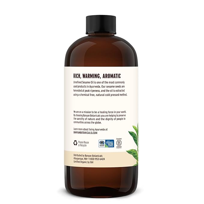 Banyan Botanicals Organic Unrefined Sesame Oil – Rich & Warming Ayurvedic - Image 6