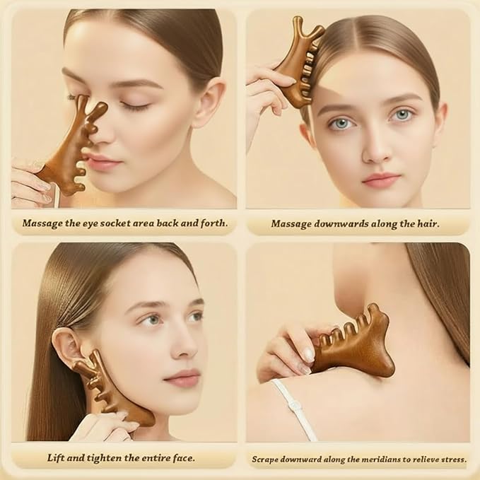 4-in-1 Natural Sandalwood Gua Sha Massage Tool - Image 4